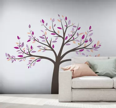 Tree with pink details tree wall decal - TenStickers