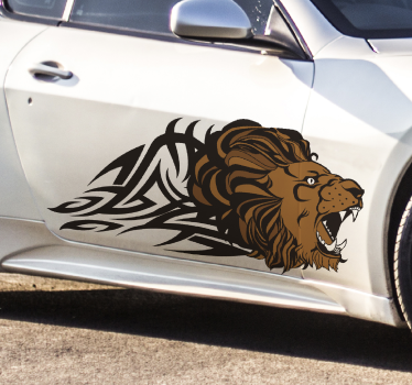 tribal colorful lion Car Decal - TenStickers
