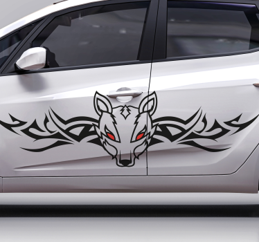 Tribal dog with red eyes Car Decal - TenStickers