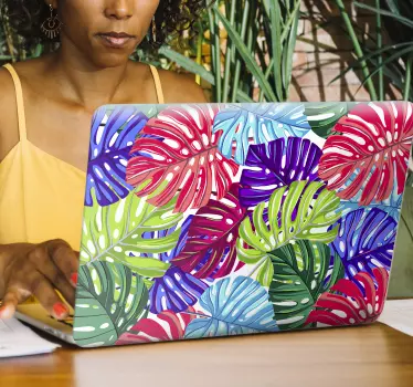 Tropical Leaves Laptop Sticker - TenStickers