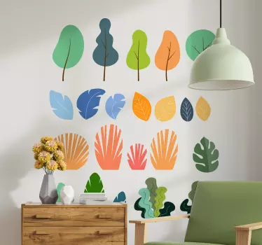 Pack of 22 Tropical plant leaves pack plant wall decal - TenStickers