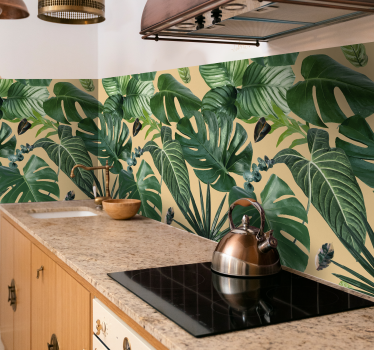 Tropical plants pattern kitchen wall decal - TenStickers