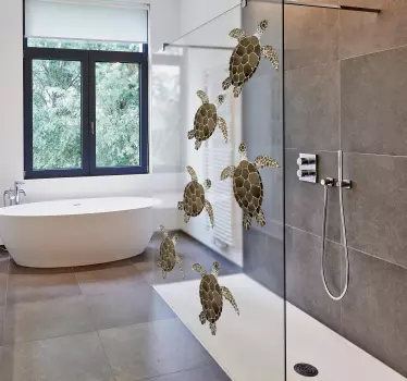 Set of turtle shower screen sticker - TenStickers