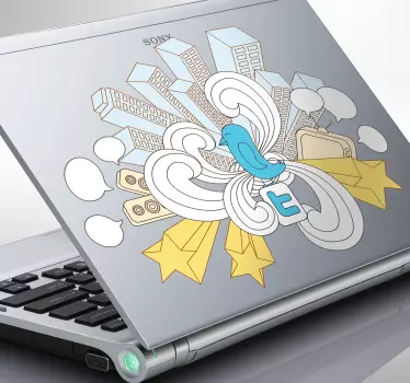 Twitter City Laptop Sticker - TenStickers