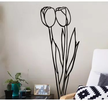Two drawn tulips glass door sticker - TenStickers