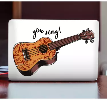 Ukulele u sing text laptop sticker - TenStickers
