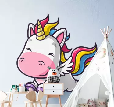 Unicorn flying  cinema sticker - TenStickers