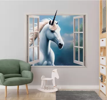 Unicorn window 3D sticker - TenStickers
