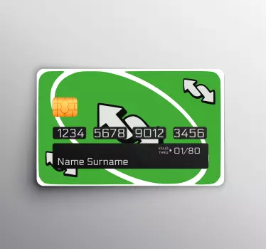 UNO reverse card green bank card sticker - TenStickers