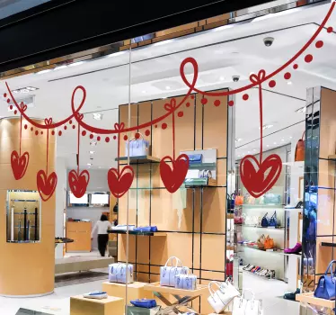 Valentine hearts showcase decal - TenStickers