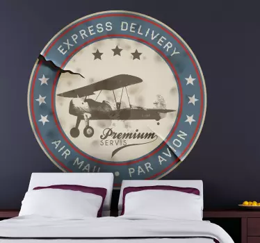 Vintage Airplane Air Mail Decal - TenStickers