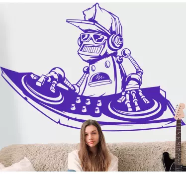 Robot playing music dj sticker - TenStickers