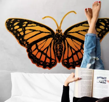 Vintage Monarch Butterfly Wing bedroom decal - TenStickers