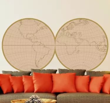 Vintage World Map Home Wall Sticker - TenStickers