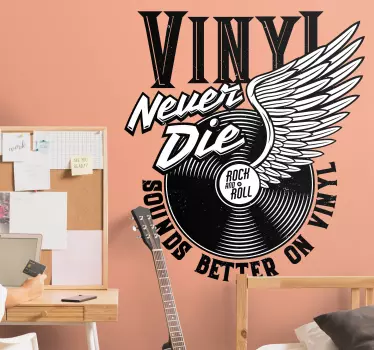 Vinyl wing with quote rock sticker - TenStickers