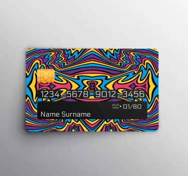 Vivid colors groovy lines bank card decal - TenStickers