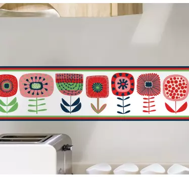 Vivid floral arrangement wall border sticker - TenStickers