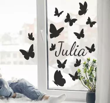 Vlinder in glass window decal - TenStickers