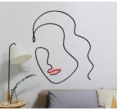 Wall art sticker minimalist line face design - TenStickers