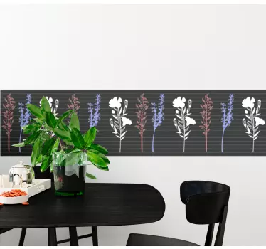 Wall border sticker floral sketch design - TenStickers