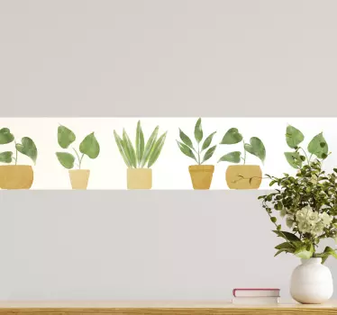 Wall border sticker potted greenery design - TenStickers
