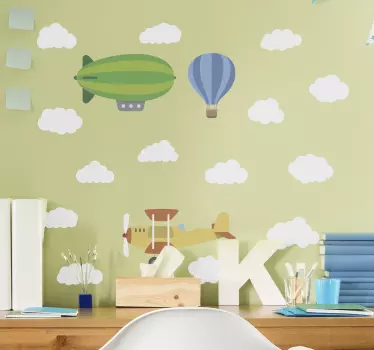 Wall sticker for kids airplane hot air balloon - TenStickers