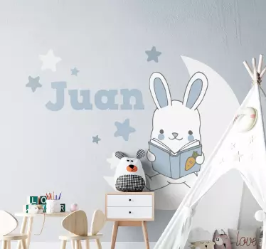 Wall sticker for kids bunny reading book - TenStickers