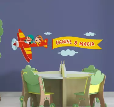 Wall sticker for kids cheerful aviator adventure - TenStickers