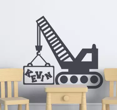Wall sticker for kids crane with name - TenStickers