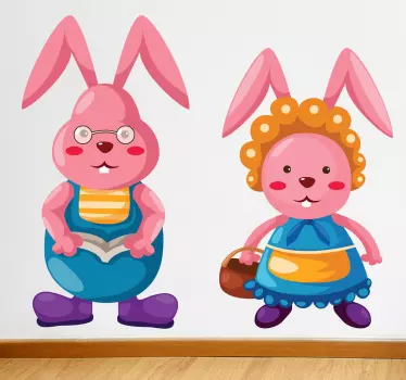 Wall sticker for kids cute cartoon rabbits - TenStickers