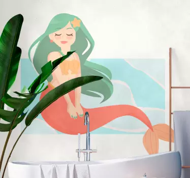 Wall sticker for kids mermaid with flowing hair - TenStickers