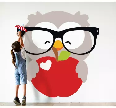 Wall sticker for kids owl with glasses - TenStickers