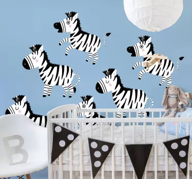 Wall sticker for kids playful zebra characters - TenStickers