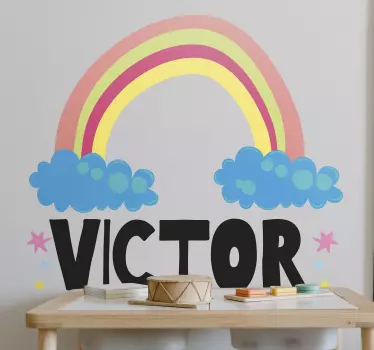 Wall sticker for kids rainbow cloud name - TenStickers