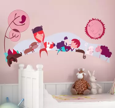 Wall sticker for kids sleepy animal friends - TenStickers