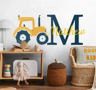 Wall sticker for kids tractor initial m - TenStickers