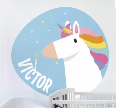Wall sticker for kids unicorn birthday design - TenStickers