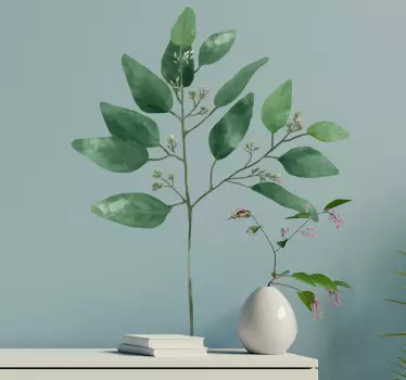 watercolor eucalyptus plant wall decal - TenStickers