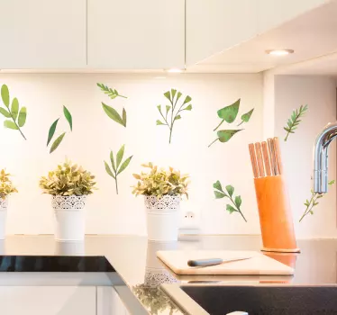 Watercolor leaves plant wall decor - TenStickers
