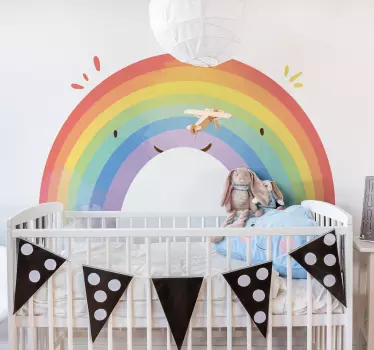 watercolour textured rainbow Childrens Bedroom Wall Sticker - TenStickers