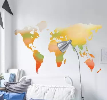Watercolour World Map Sticker - TenStickers