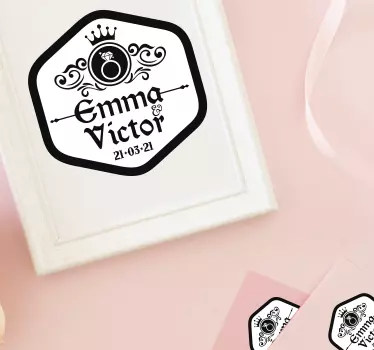 Wedding sticker elegant couple emblem - TenStickers