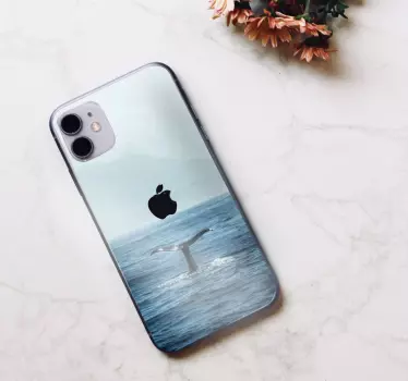Whale Tail Splashing iPhone sticker - TenStickers