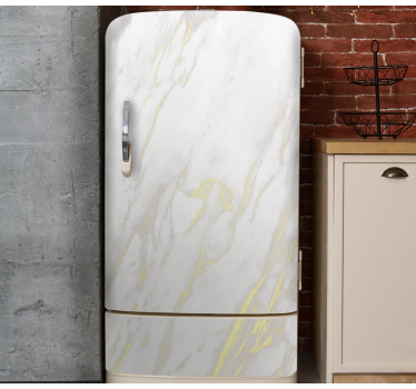 White and golden design marble fridge decals - TenStickers