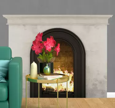 White fireplace visual effects wall sticker - TenStickers