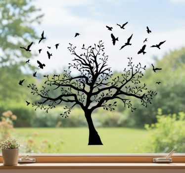 Window sticker big tree with birds - TenStickers