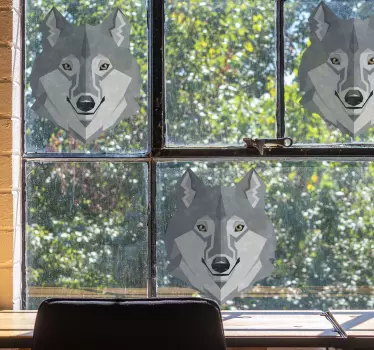 Window sticker geometric wolf face - TenStickers