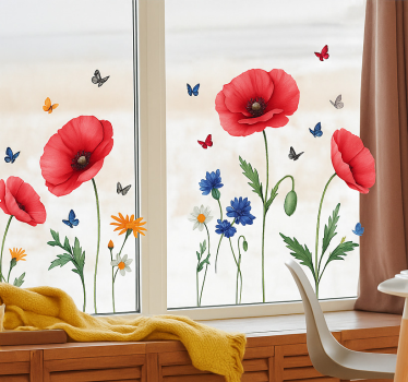 Window sticker red poppy wildflower - TenStickers