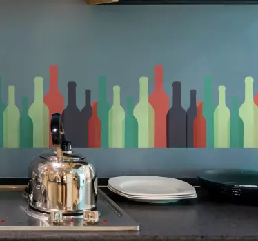 Kitchen wall sticker wine bottles - TenStickers