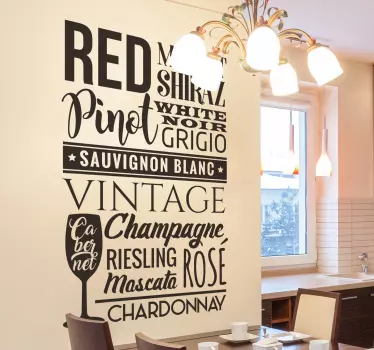 Wine lovers text wall decal - TenStickers